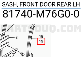 Suzuki 81740M76G00 SASH, FRONT DOOR REAR LH