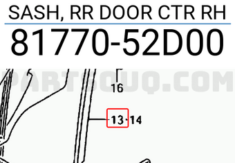 Suzuki 8177052D00 SASH, RR DOOR CTR RH