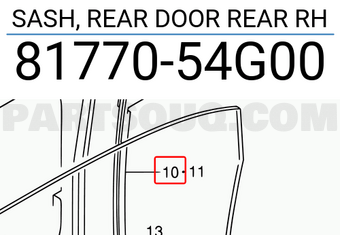 Suzuki 8177054G00 SASH, REAR DOOR REAR RH
