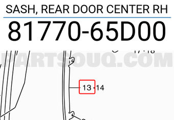 Suzuki 8177065D00 SASH, REAR DOOR CENTER RH