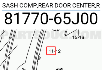 Suzuki 8177065J00 SASH COMP,REAR DOOR CENTER,R