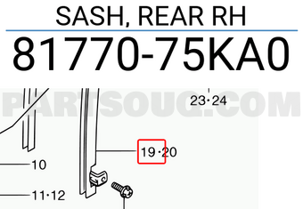 Suzuki 8177075KA0 SASH, REAR RH