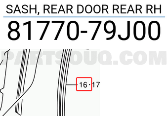 Suzuki 8177079J00 SASH, REAR DOOR REAR RH