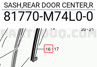 Suzuki 81770M74L00 SASH,REAR DOOR CENTER,R