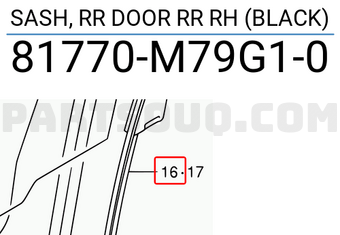 Suzuki 81770M79G10 SASH, RR DOOR RR RH (BLACK)