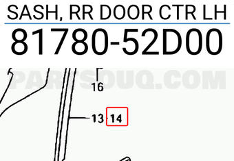 Suzuki 8178052D00 SASH, RR DOOR CTR LH
