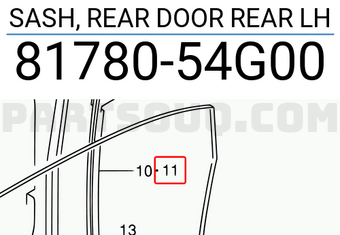 Suzuki 8178054G00 SASH, REAR DOOR REAR LH
