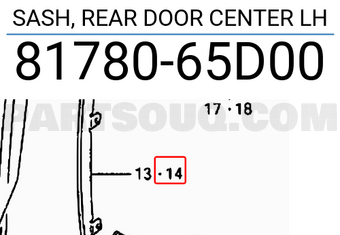Suzuki 8178065D00 SASH, REAR DOOR CENTER LH