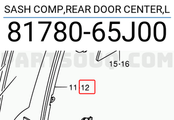 Suzuki 8178065J00 SASH COMP,REAR DOOR CENTER,L