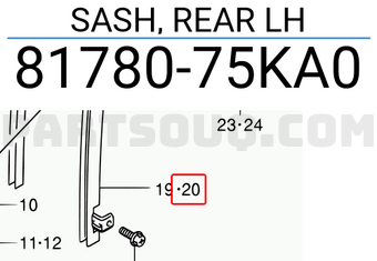 Suzuki 8178075KA0 SASH, REAR LH