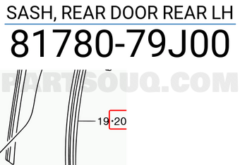 Suzuki 8178079J00 SASH, REAR DOOR REAR LH