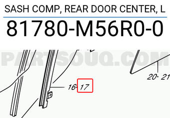 Suzuki 81780M56R00 SASH COMP, REAR DOOR CENTER, L