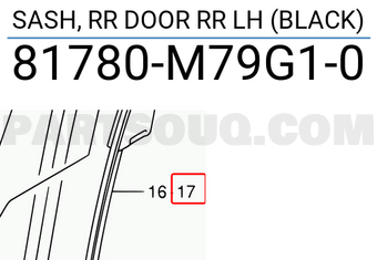 Suzuki 81780M79G10 SASH, RR DOOR RR LH (BLACK)