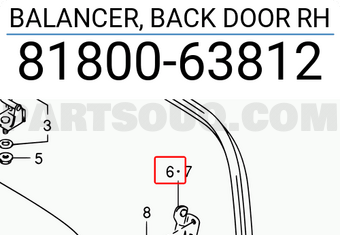 Suzuki 8180063812 BALANCER, BACK DOOR RH