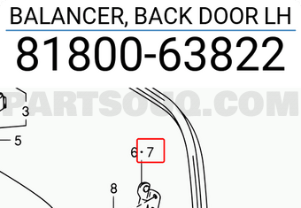 Suzuki 8180063822 BALANCER, BACK DOOR LH