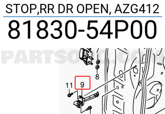 Suzuki 8183054P00 STOP,RR DR OPEN, AZG412