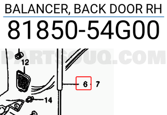 Suzuki 8185054G00 BALANCER, BACK DOOR RH