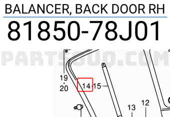 Suzuki 8185078J01 BALANCER, BACK DOOR RH