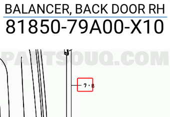 Suzuki 8185079A00X10 BALANCER, BACK DOOR RH