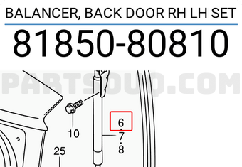 Suzuki 8185080810 BALANCER, BACK DOOR RH LH SET