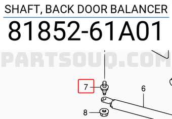 Suzuki 8185261A01 SHAFT, BACK DOOR BALANCER