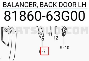 Suzuki 8186063G00 BALANCER, BACK DOOR LH