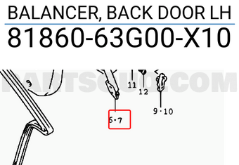 Suzuki 8186063G00X10 BALANCER, BACK DOOR LH