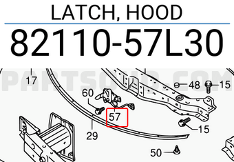 Suzuki 8211057L30 LATCH, HOOD