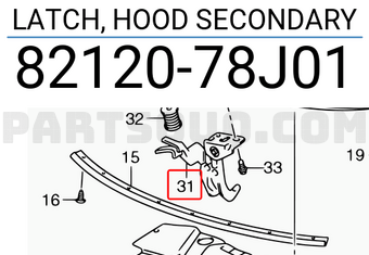 Suzuki 8212078J01 LATCH, HOOD SECONDARY