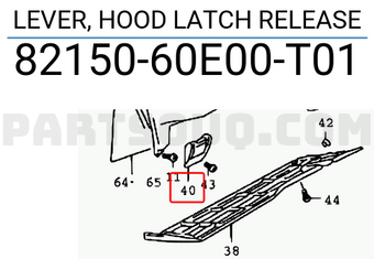 Suzuki 8215060E00T01 LEVER, HOOD LATCH RELEASE
