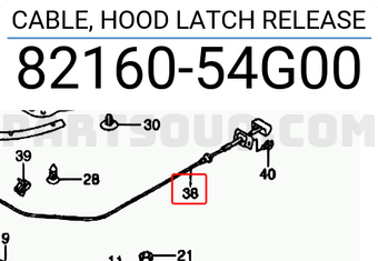 Suzuki 8216054G00 CABLE, HOOD LATCH RELEASE