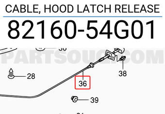 Suzuki 8216054G01 CABLE, HOOD LATCH RELEASE