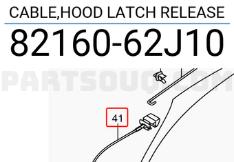 Suzuki 8216062J10 CABLE,HOOD LATCH RELEASE