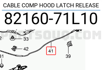 Suzuki 8216071L10 CABLE COMP HOOD LATCH RELEASE