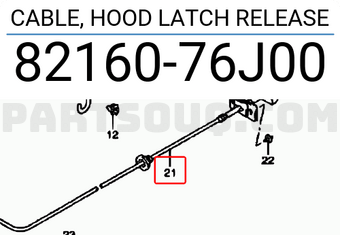 Suzuki 8216076J00 CABLE, HOOD LATCH RELEASE