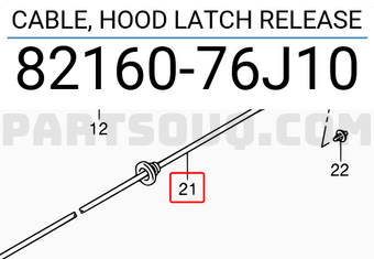 Suzuki 8216076J10 CABLE, HOOD LATCH RELEASE