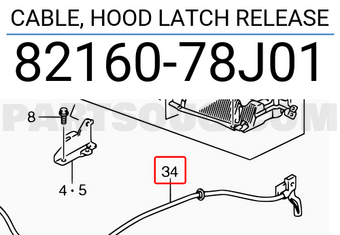 Suzuki 8216078J01 CABLE, HOOD LATCH RELEASE