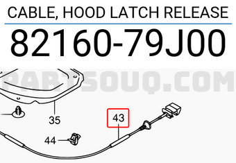 Suzuki 8216079J00 CABLE, HOOD LATCH RELEASE