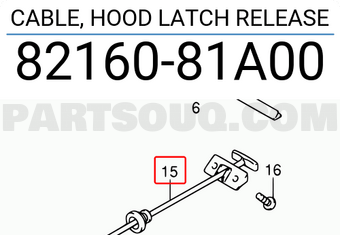 Suzuki 8216081A00 CABLE, HOOD LATCH RELEASE