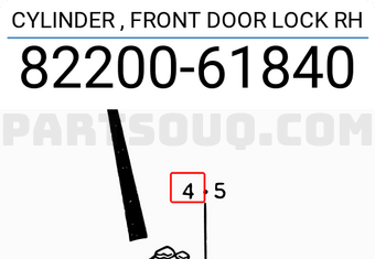 Suzuki 8220061840 CYLINDER , FRONT DOOR LOCK RH