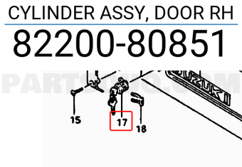 Suzuki 8220080851 CYLINDER ASSY, DOOR RH