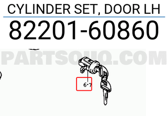 Suzuki 8220160860 CYLINDER SET, DOOR LH