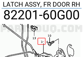 Suzuki 8220160G00 LATCH ASSY, FR DOOR RH