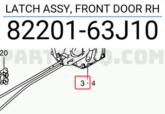 Suzuki 8220163J10 LATCH ASSY, FRONT DOOR RH