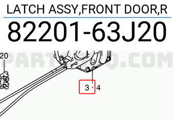 Suzuki 8220163J20 LATCH ASSY,FRONT DOOR,R