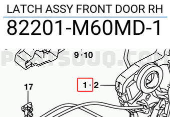 Suzuki 82201M60MD1 LATCH ASSY FRONT DOOR RH