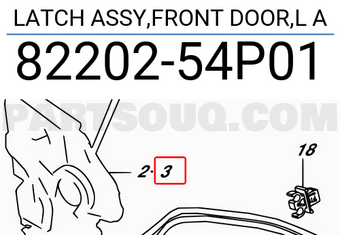 Suzuki 8220254P01 LATCH ASSY,FRONT DOOR,L A