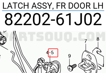 Suzuki 8220261J02 LATCH ASSY, FR DOOR LH