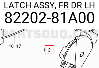 Suzuki 8220281A00 LATCH ASSY, FR DR LH