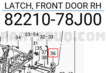 Suzuki 8221078J00 LATCH, FRONT DOOR RH
